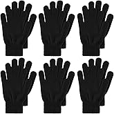Boyiee 6 Pairs Knit Gloves Pack Winter Adult Stretchy Warm Full Fingers Gloves Pack for Unisex Women Gift