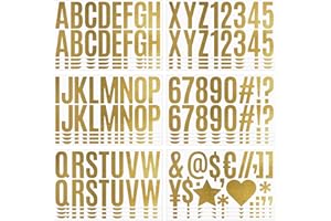 ZJWZSLI 400 Gold Letter Stickers - 24 Sheets, 2.5 Inch, Waterproof for Bulletin Boards, Mailbox Numbers, DIY Crafts
