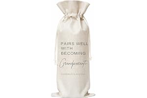 WWONGXIANB Pregnancy Announcement Wine Bag, Pairs Well With Becoming Grandparents Congratulations，Gift for New Grandpa Grandma New Baby，Burlap Bag – 1 Pc(B05)