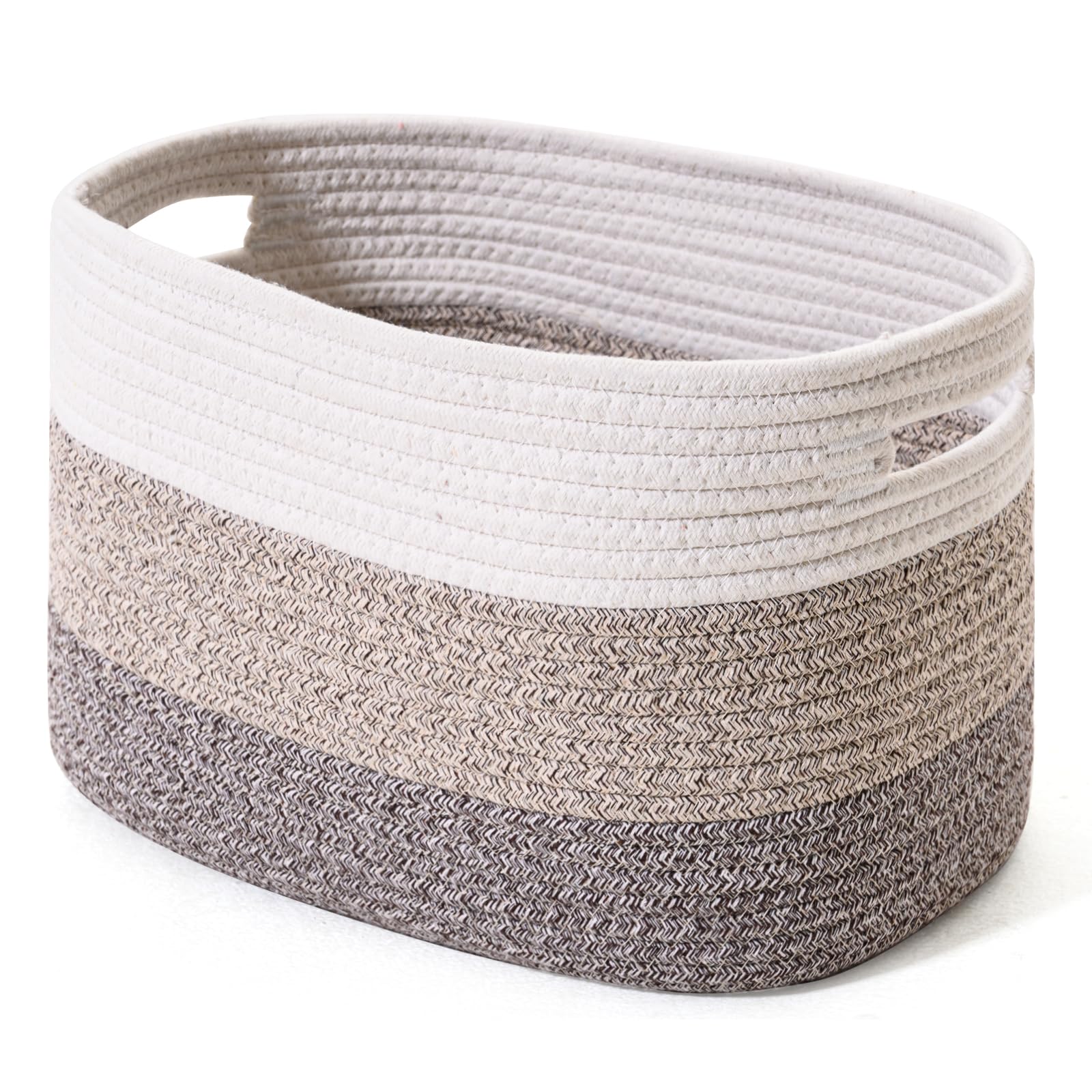 Gflyyue Storage Basket,Woven Baskets for Storage,Large Cotton Rope Baskets for Organizing,decorative Baskets for Shelves,book Basket,Toy Basket or Storage Bins for Living Room (Gradient Brown-1pack)