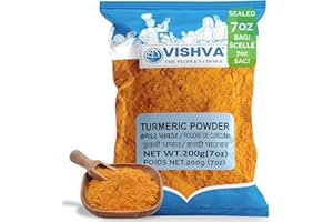 VISHVA Turmeric Powder Organic 200g (7 oz) – High Curcumin, Raw Turmeric Root from India, Lab-Tested for Purity & Heavy Metal