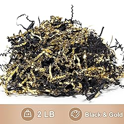 Wowxyz 2 LB Crinkle Cut Paper Shred Black & Gold