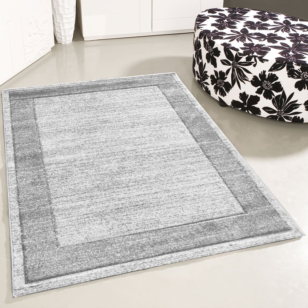 Mynes Home UK Grey Rug Plain Pattern Living Room Bedroom Modern Carpet