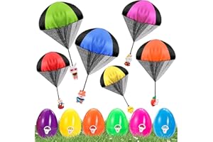 pynogeez 6 Pack Easter Eggs with Easter Parachute Toys Throwing Toy for Kids Boys Girls Easter Basket Stuffers Fillers Gifts Party Favors