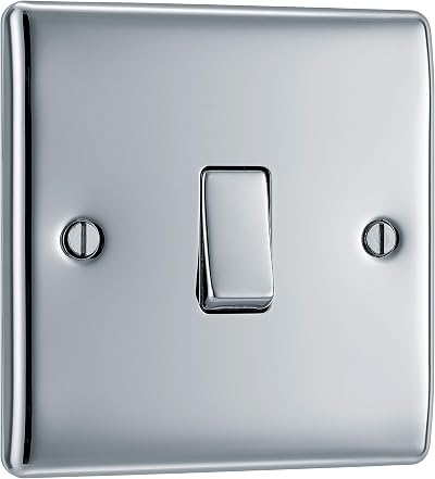 BG Electrical Single 2 Way Wall Light Switch Nexus Metal Polished Chrome 20A