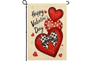 Agroon Valentines Day Garden Flag 12x18 Inch Love Heart Double Sided Flag for Anniversary Wedding Yard Outdoor Decoration