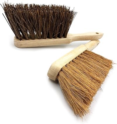 TDBS The Dustpan and Brush Store Twin Pack Soft & Stiff Hand Brushes Natural