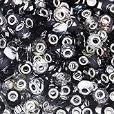 100 Pieces Large Hole Beads, Assorted European Craft Beads Black Big Hole Fairy Wands Garden Bead Large Hole Lampwork Spacer Bead for DIY Pens Charms Bracelet Necklace Jewelry Making Supplies