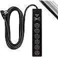 GE 6-Outlet Surge Protector, 20 Ft Extension Cord, Power Strip, 800 Joules, Flat Plug, Twist-to-Close Safety Covers, Protecte