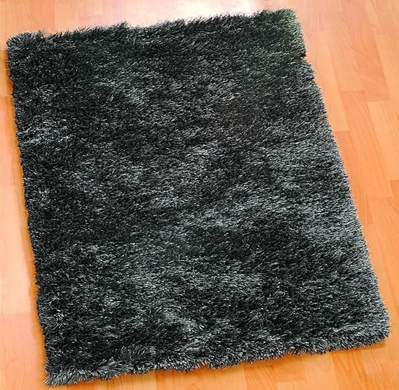 Deep Soft Sparkle Shaggy Rug Luxury Silver Grey Carpets 120 X 170