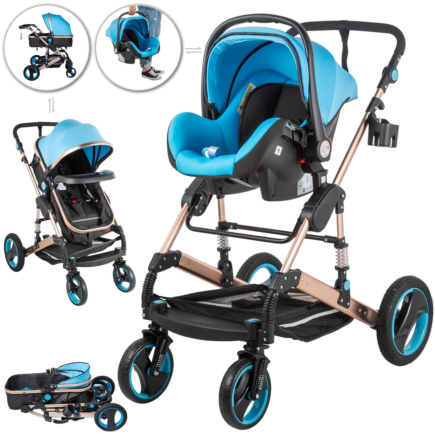 happybuy 3 in 1 stroller