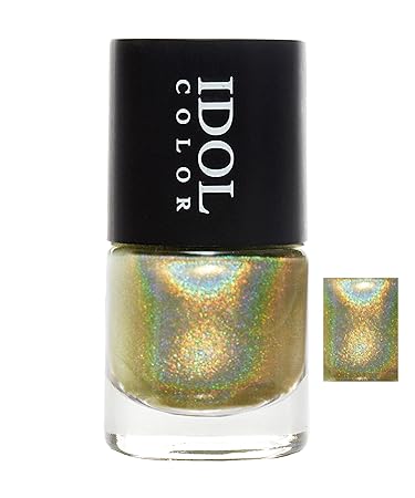 Idol Holographic Rainbow Color Nail Polish, Gold, 10 ml.