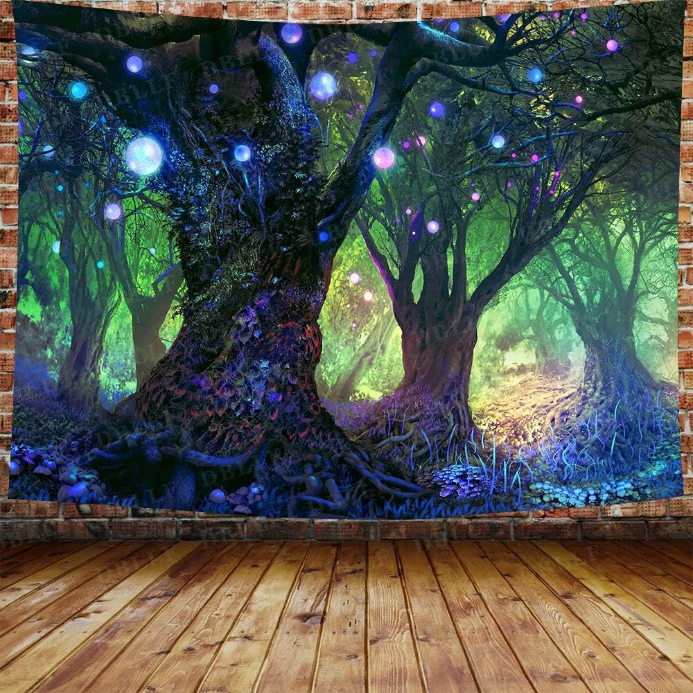 Amazon Com Dbllf Fantasy Forest Tapestry Psychedelic Tree Theme Background Tapestry Magic Scene Mushroom Backdrop Queen Size 80 X60 Flannel Art Photography Background For Living Room Dorm Bedroom Home Dbls981 Everything Else