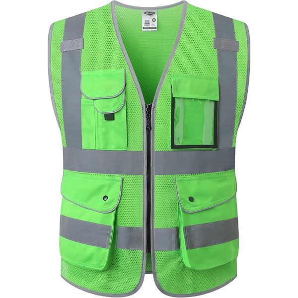 Amazon Vest M/Lサイズ JKSafety 9 Pockets High Visibility Safety Vest for Men and