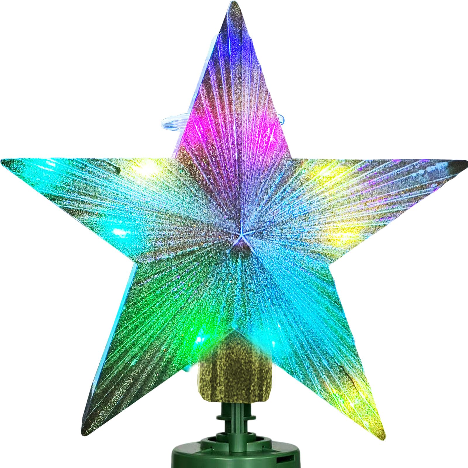 Photo 1 of [with Adjustable Base] 8.2 inch Christmas Star Tree Topper Projector with 4 Patterns and LED Lights Rotatable Projector Christmas Tree Star Topper Plug in for Indoor Office Xmas(4 Patterns, 3m Cable)