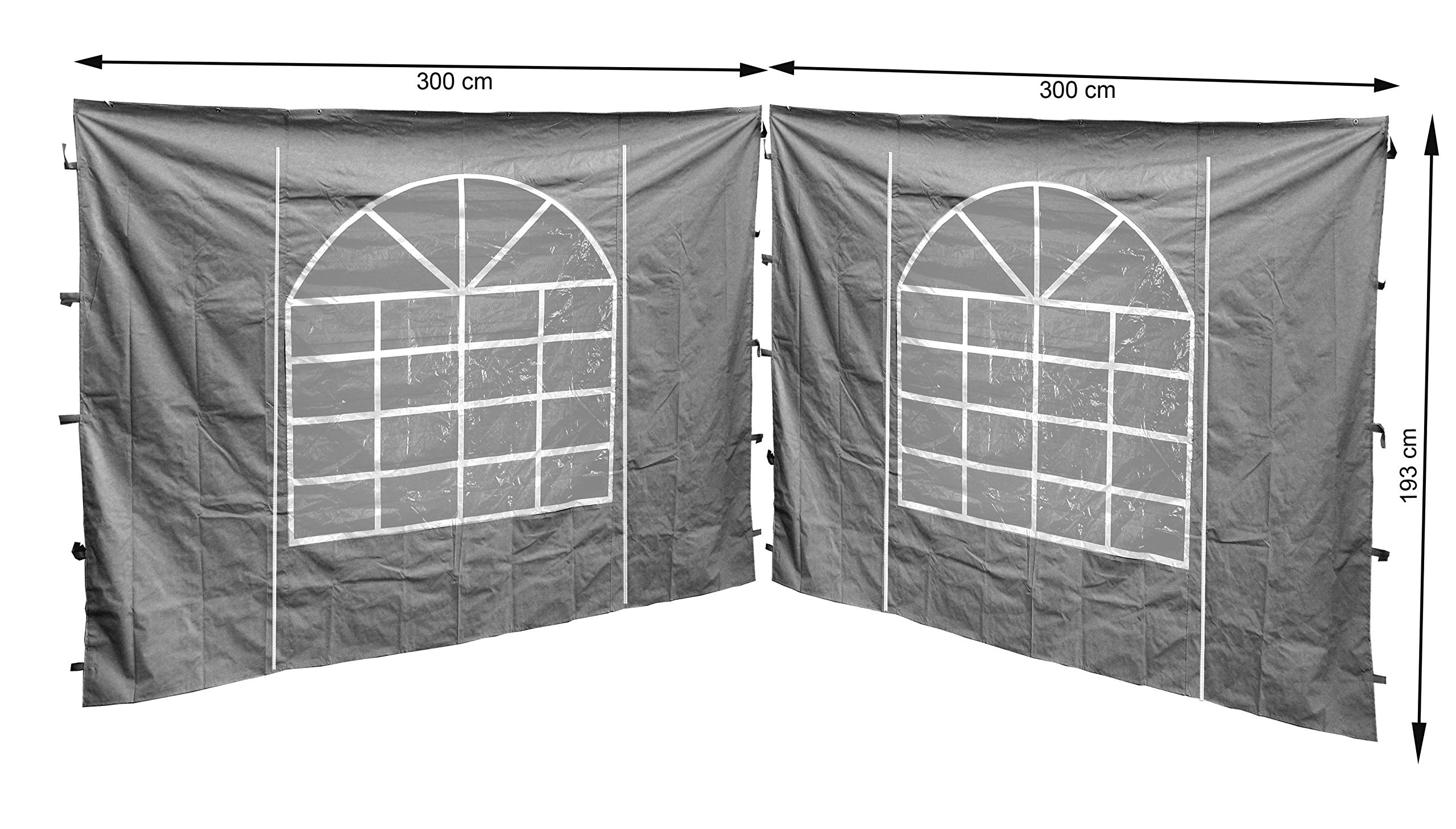 QUICK STAR 2 Side Panels with PE Window 300x195cm Grey for Gazebo Sahara 3x3m