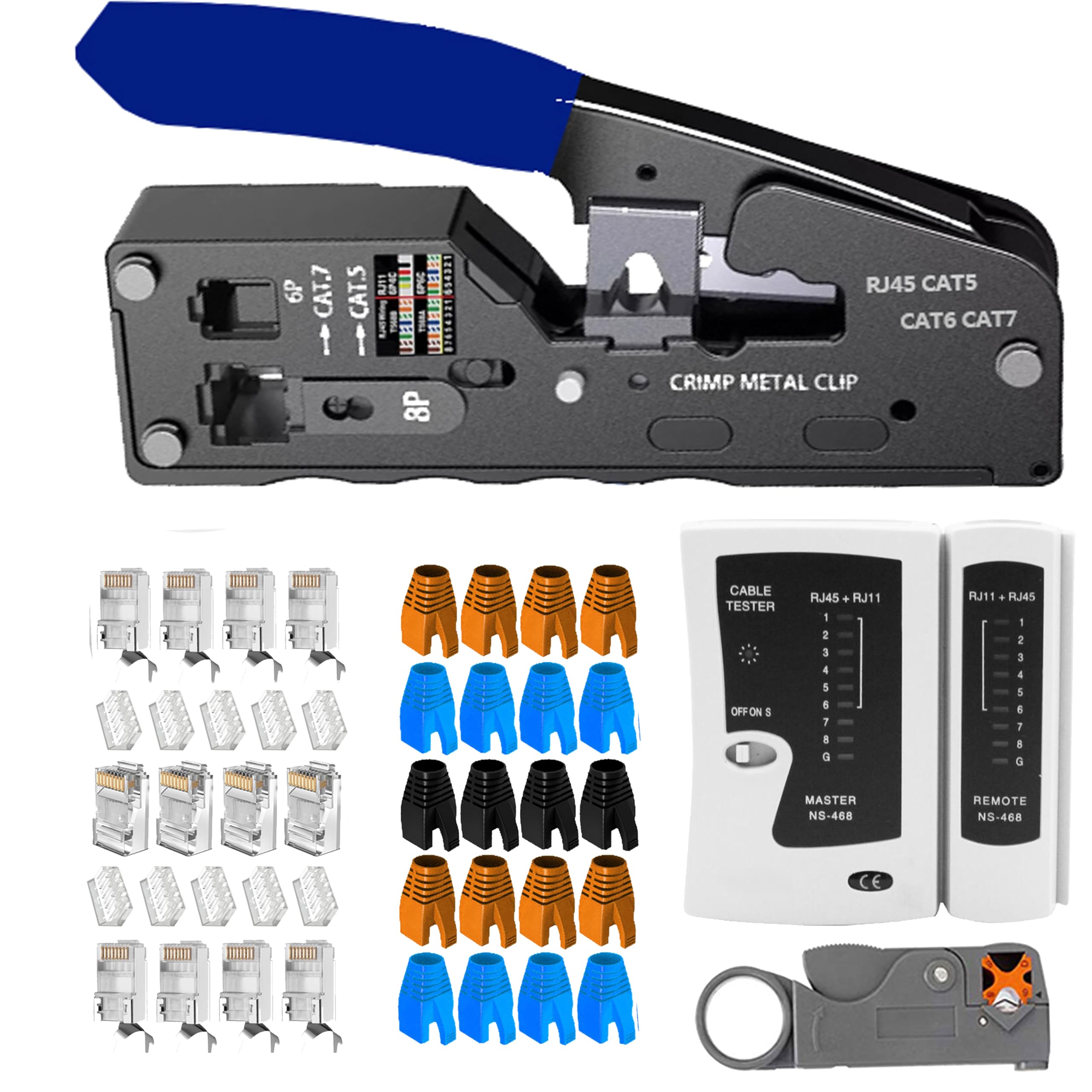 MAYLINE RJ45/8P/8C Network Cutter Tool Kits, Professional Net Computer Maintenance LAN Cable Tester Stripper, Network Wire Crimp Pliers Repair Tools, Stripping Pliers Tool Set(Grey) — image 1