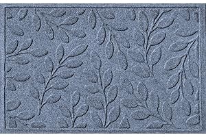 Bungalow Flooring Waterhog Door Mat, 2' x 3', Made in USA, Durable and Decorative Floor Covering, Skid Resistant, Indoor/Outdoor, Water-Trapping, Brittney Leaf Design, Bluestone