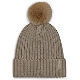 Calvin Klein Womens Faux Fur Pom Winter Beanie with Velboa Fleece Lining