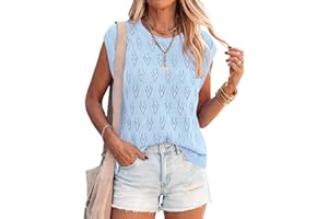 PRETTYGARDEN Women's 2026 Summer Sweater Vest Lightweight Knit Cap Sleeve Hollow Out Pullover Casual Loose Tank Tops