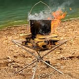 LOLYSIC Portable Foldable Fire Pit Stainless Steel Mesh 16.5 in Camping view 6
