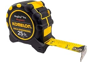 Komelon 7125IE; 25' x 1" Magnetic MagGrip Pro Tape Measure with Inch/Engineer Scale, Yellow/Black
