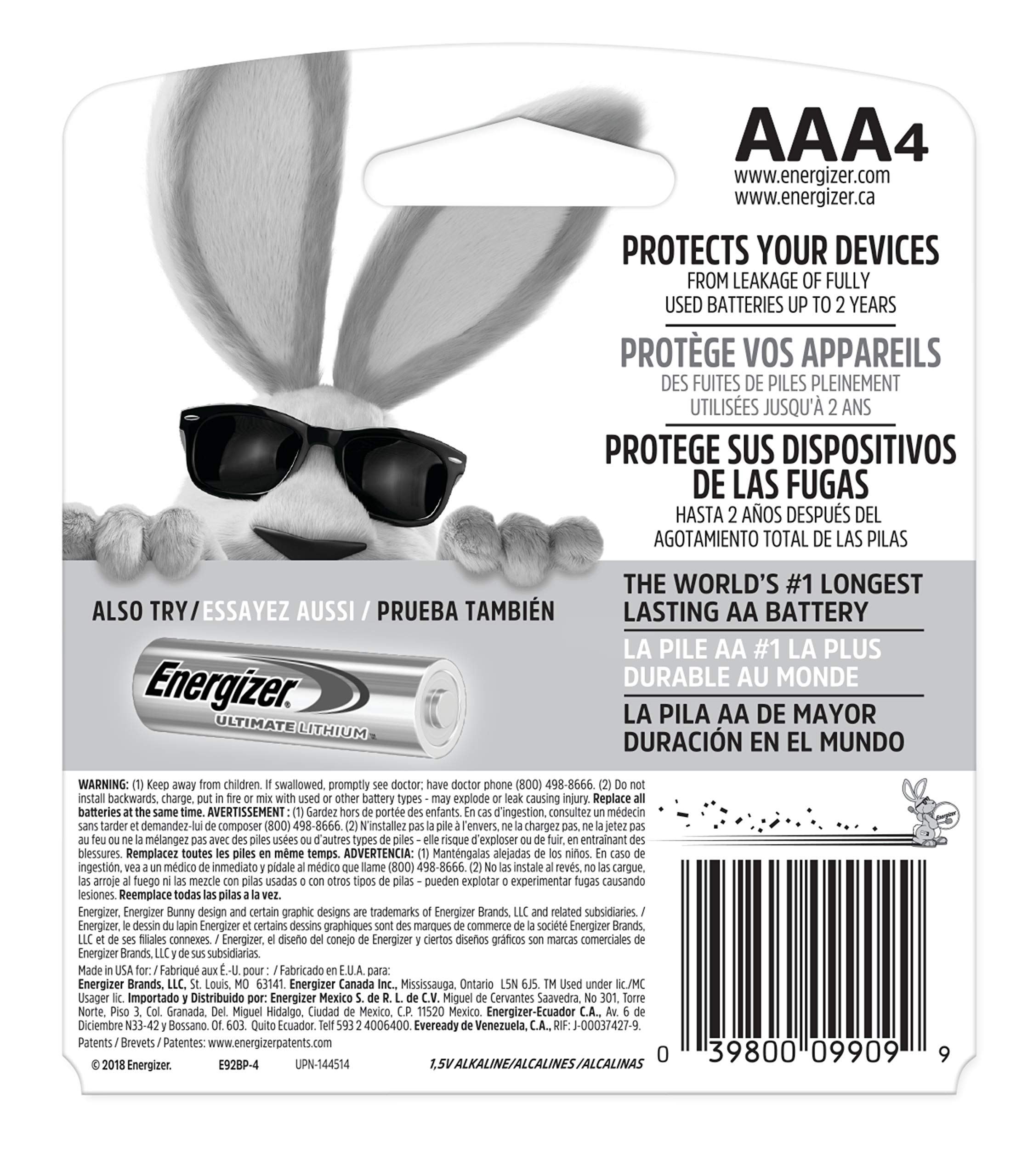 Energizer MAX AAA Batteries (4 Pack), Triple A Alkaline Batteries