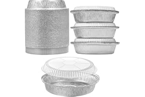 MESTAEK 9" Aluminum Foil Pans with Clear Lids 50 Pack,Heavy Duty Disposable Containers for Roasting,Storing,Baking,Cooking,Recyclable