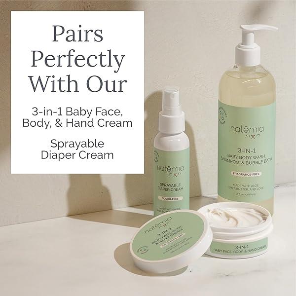 NATEMIA TEAR-FREE 3-IN-1 BABY SHAMPOO, BODY WASH, & BUBBLE BATH DERMATOLOGIST APPROVED MADE WITH SHEA BUTTER AND ALOE 15 FL OZ