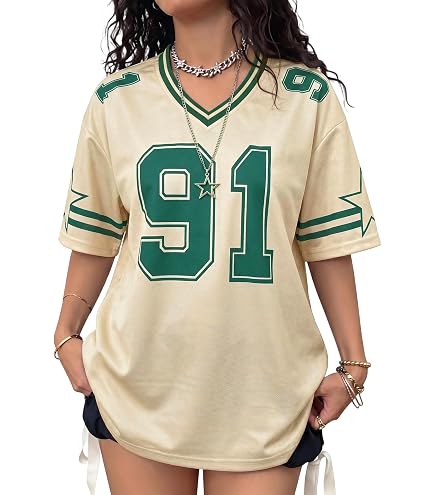 SOLY HUX Women's Y2k Jersey Shirts Graphic Trendy Oversized Preppy