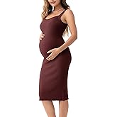 SUNNYBUY Women's Ribbed Knit Maternity Dress Summer Sleeveless Bodycon Pregnancy Dresses Casual Tank Outfits Clothes