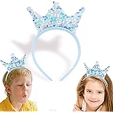 Exacoo Princess Birthday Party Decorations Headbands for Women Hair Accessories for Girls Blue Birthday Crown Tiaras for Women Christmas Halloween Decorations Girls Headbands Sequin Glitter