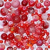 PPhtony Mixed Craft Beads 30g(90-120Pcs) Glass Round Beads 3-12mm Small Loose Spacer Beads for DIY Bracelets Necklace Earring Jewelry Making (Red)