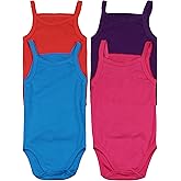 ToBeInStyle Baby Girls' 4 Pack Overall One-Piece Bodysuit