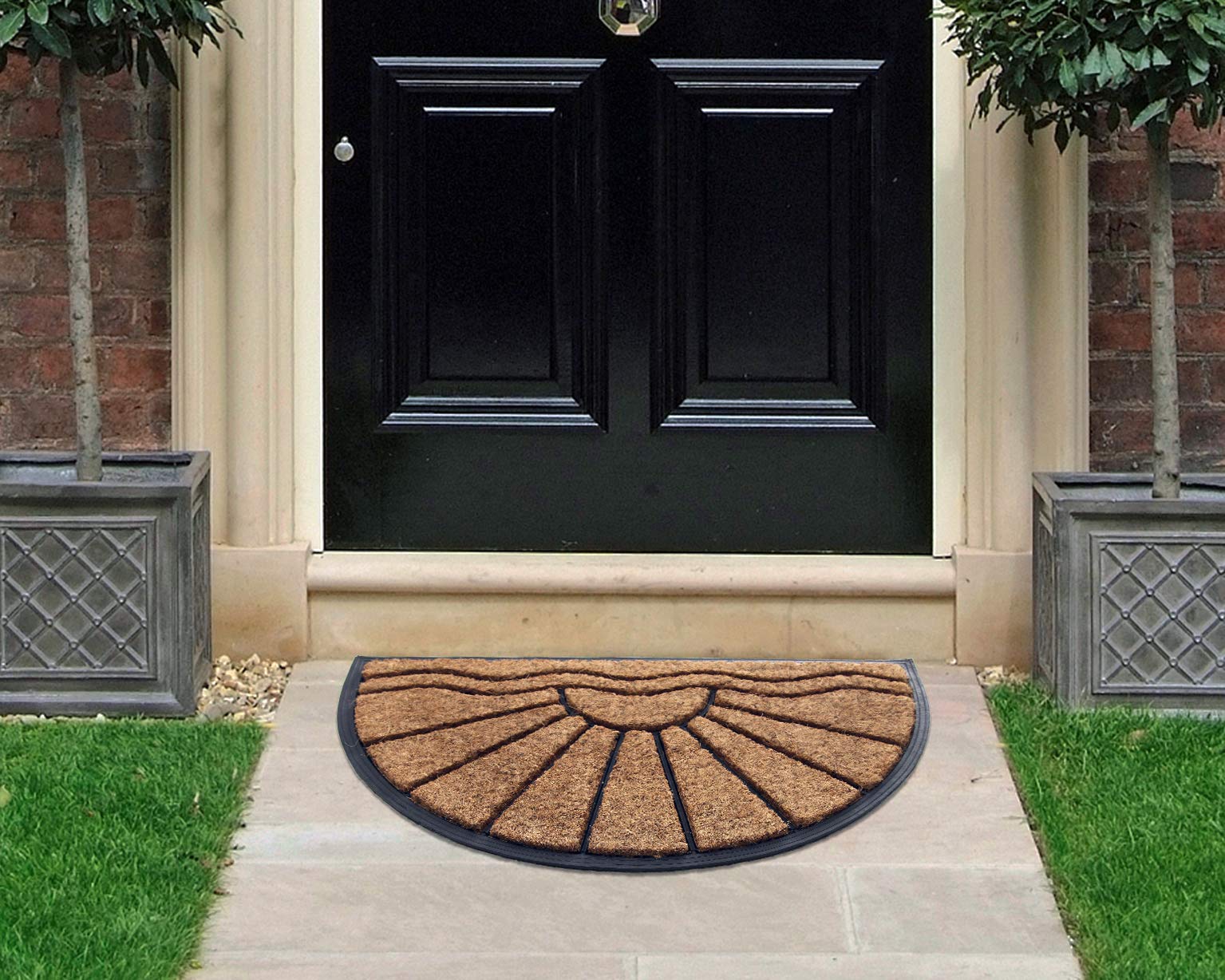 Coco&Coir Door Mat | Natural Coir | Non-Slip | Thick Coir | Premium Quality | Rubber Backed | Eco-Friendly | Indoor | Outdoor | Heavy Duty | Entrance Door Mat | 45 x 75 cm (The Sunrise)