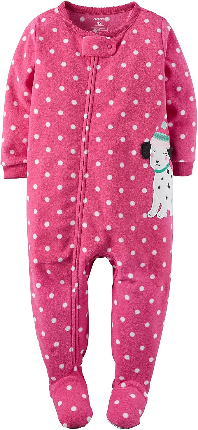 Carter's Big Girls' 1Piece Footed Fleece Pajamas (8, pink
