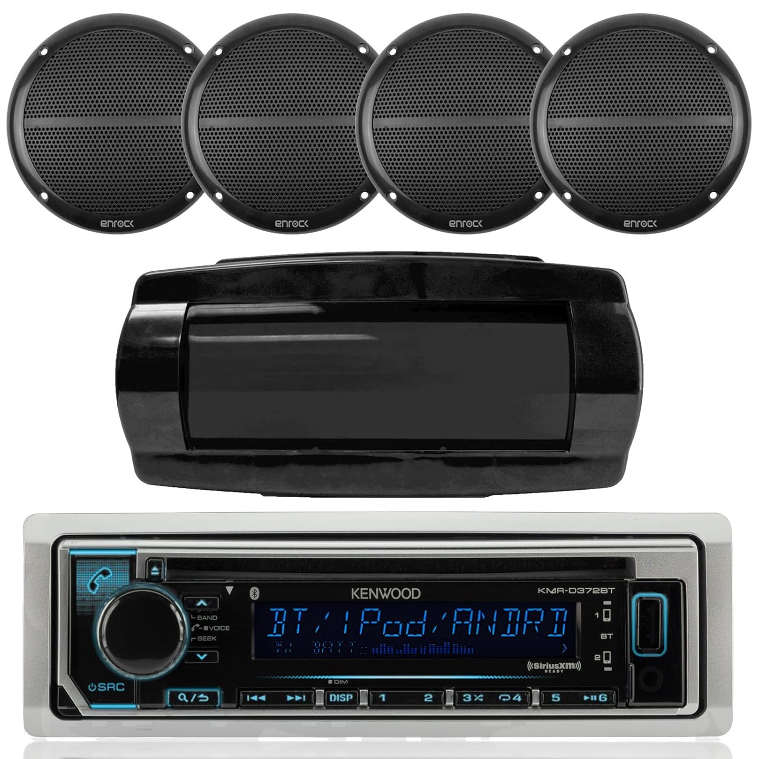 Kenwood KMRD368BT Marine inDash Radio Bluetooth Receiver Bundle Combo