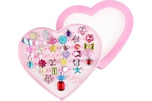 Beauty7 Adjustable Rings Set 36 pcs Little Girls Cute Colorful Rings Dress up Jewelry Kids Princess Jewelry Toy Finger Rings 