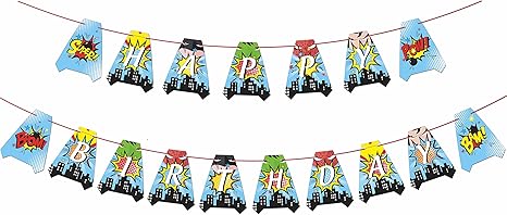 Superhero Happy Bithday Banners Super Heros Cape Themed Party