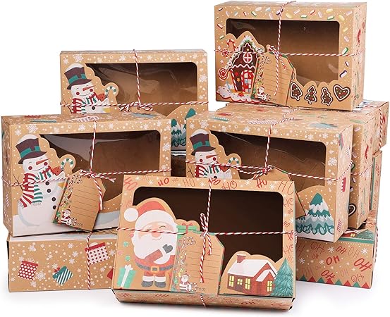 12pcs cajas de torta de Navidad cajas de regalo cajas de galletas de Kraft de la