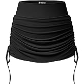OQQ Women’s High Waisted 2 in 1 Skort with Built-in Shorts Ruched Drawstring Athletic Skirt Casual Gym Everyday Outfits
