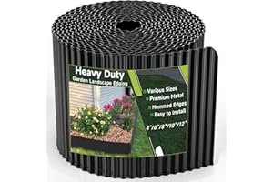 GTSABWAY Corrugated Garden Edging,6"×40Ft Galvanized Steel Landscape Edging & Lawn Edging Border,Metal Garden Border for Flower Beds,Garden,Lawn,Raised Beds & Tree Surrounds(Black)