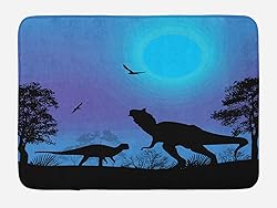 Lunarable Dinosaur Bath Mat, Roaming Dinosaurs at