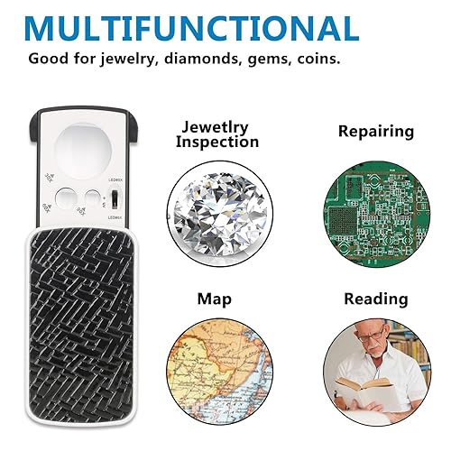 Pocket Magnifying Glass with Light,Bestaid 30X 60X and 90X Slide