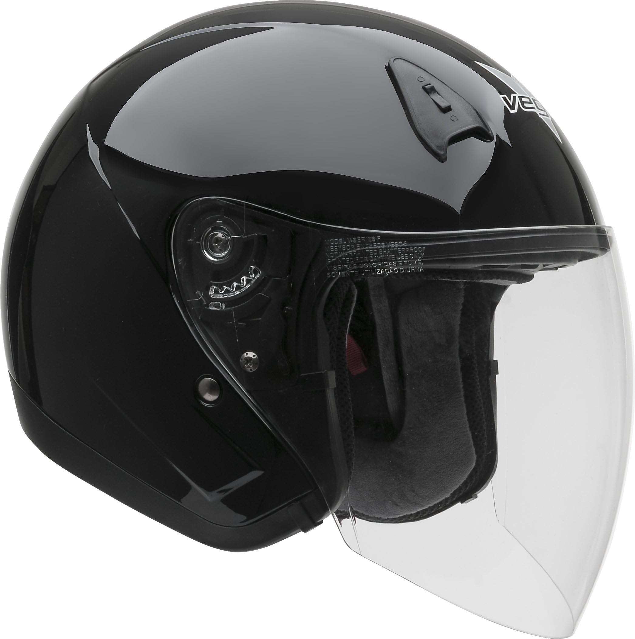 Vega Helmets VTS1 Open Face Motorcycle Helmet with Inner Sunshield – DOT Certified Full Face Shield & Visor Motorbike Helmet for Cruisers Street Bike Scooter Touring Moped Moto (Black, X-Small)