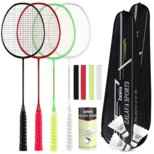 4 Pack Rackets 4-Pack Badminton Racquets Set - Carbon Fiber Rackets ...