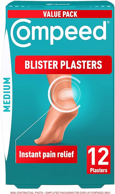 Compeed Blister Plasters Medium 12 Pack Hydrocolloid Foot Treatment
