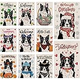 Seasonal Garden Flags Border Collie Double Sided Flags Set of 11 Holiday Farmhouse Indoor Outdoor Yard Lawn Christmas Gifts Decorations 12.5x18 Inch