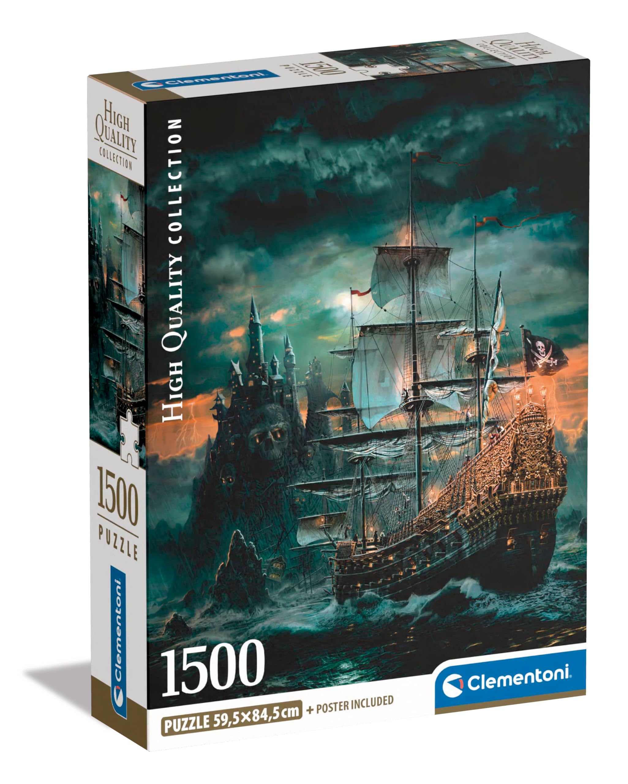Clementoni Jigsaw Puzzle Collection - The Pirates Ship 1500 Pieces - Poster Included, Puzzle For Adults 14-99 Years, Gift For Men/Women, Illustration, Made In Italy, 31719