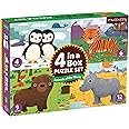 Mudpuppy Animals of The World 4-in-A-Box Puzzle Set, 12